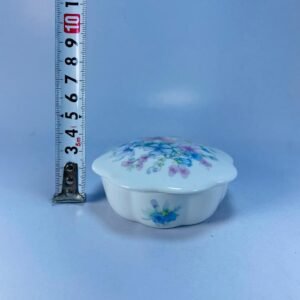 Vintage Floral Porcelain Lidded Trinket Dish – Small Decorative Box