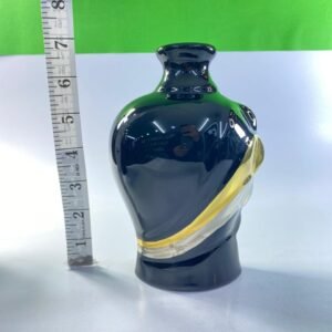 Vintage Gilla Porcelain Vase – Glossy Black with Gold Swirl Accent