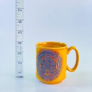 Vintage Studio Pottery Ceramic Mug – Embossed Floral Design – Amber Glaze
