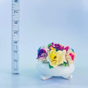 Vintage Porcelain Floral Centerpiece Bowl – Handcrafted Ceramic Flower Arrangement
