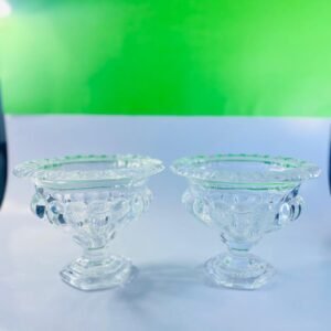 Vintage Pressed Crystal Glass Dessert Bowls – Set of 2