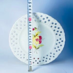Vintage Pierced Porcelain Floral Plate – Hand Painted Decorative Dish