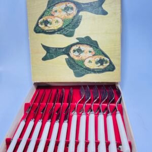 Vintage Fish Eaters Cutlery Set – Boxed Stainless Steel with Faux Bone Handles