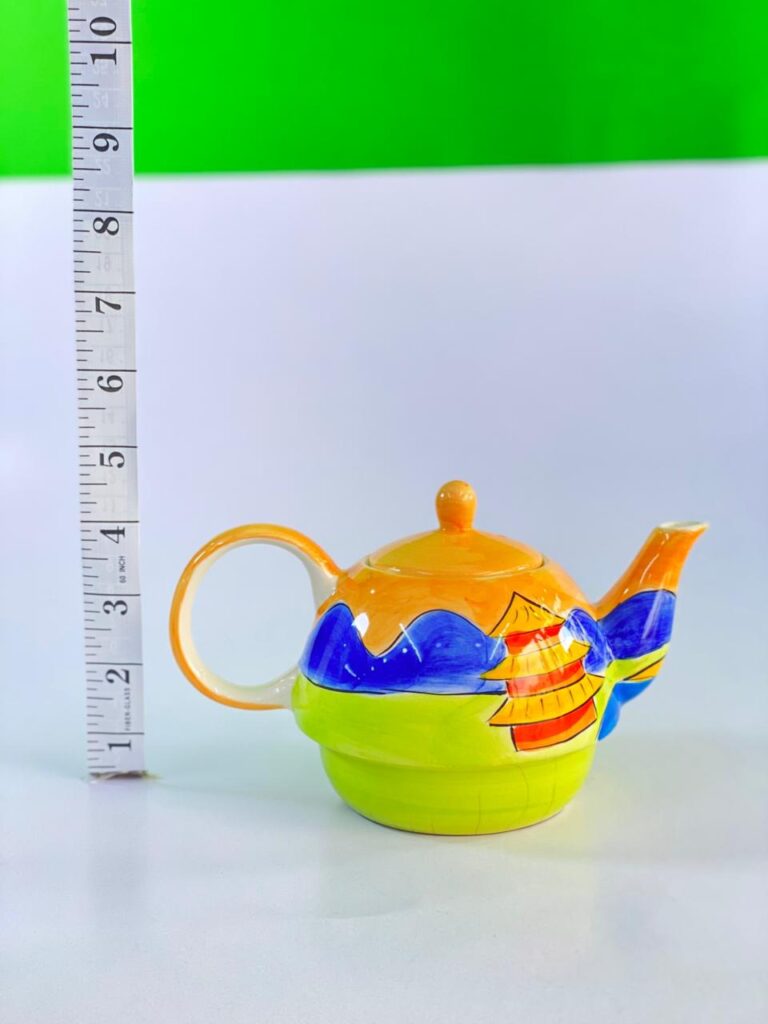 Colorful Hand-Painted Ceramic Teapot – Vintage Style Decorative Tea Pot