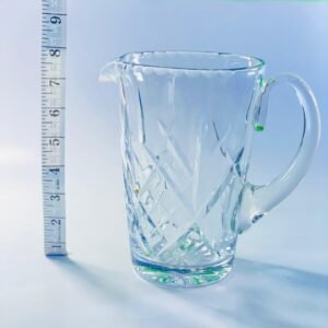 Vintage Cut Glass Water Pitcher – Clear Crystal Style Jug