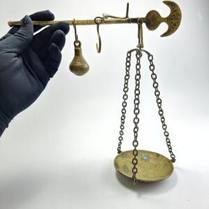 Antique Islamic Ottoman Brass Steelyard Balance Scale Crescent Finial Arabic Stamp