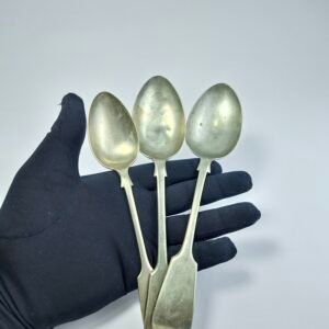 Antique Silver Plate Fiddle & Thread Spoons Set of 3 Hallmarked Vintage Flatware