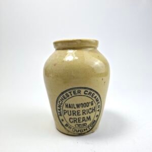 Antique Manchester Creamery Hailwood's Pure Rich Cream Stoneware Pot Jar Jug