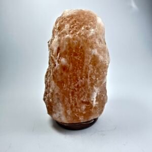 Himalayan Salt Lamp Natural Pink Rock Crystal Amber Glow Wooden Base Lighting